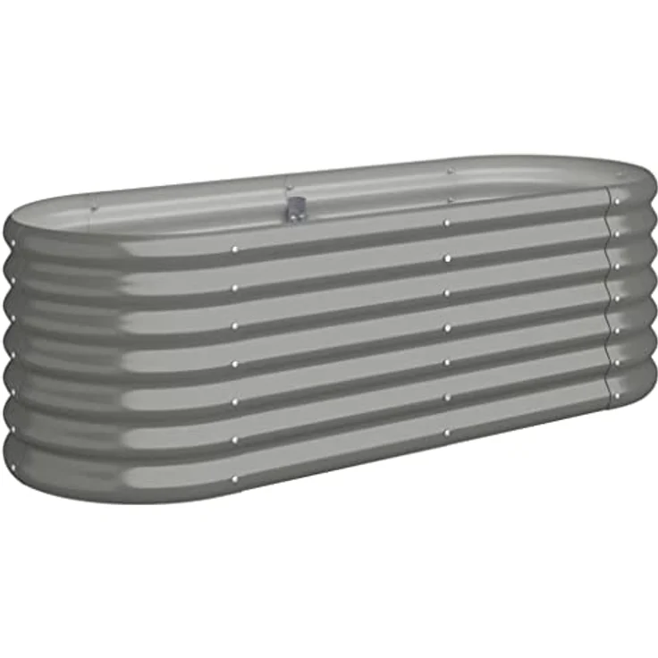 vidaXL Hochbeet, Wetterfestes Hochbeet für Garten Balkon Terrasse, Kräuterhochbeet zum Selber Bauen, Pflanzkasten aus Metall, Pulverbeschichteter Stahl Grau – Bild 1
