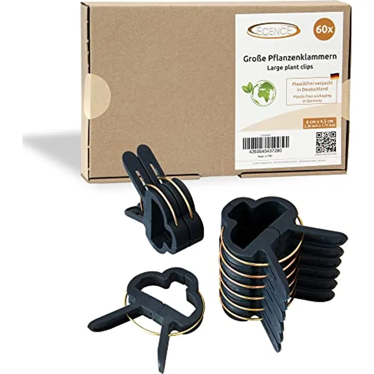 ECENCE EN 60x Pflanzenclips Pflanzenklammern für Tomaten, groß Reben, Rosen, Rankhilfe für Kletterpf