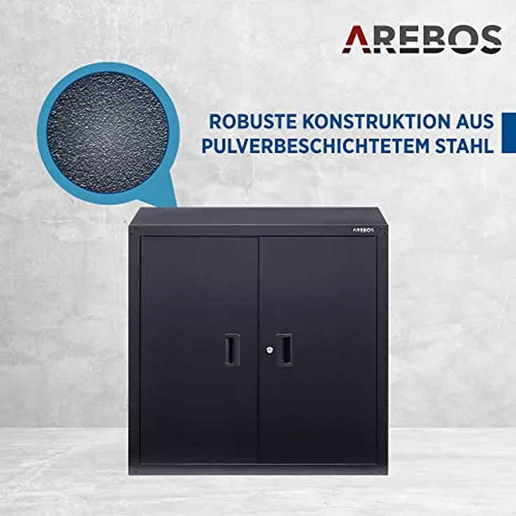 Aktenschrank Büroschrank Lagerschrank Materialschrank Stahlschrank Schwarz 90 x 40 x 90 cm - Schwarz - Arebos – Bild 5