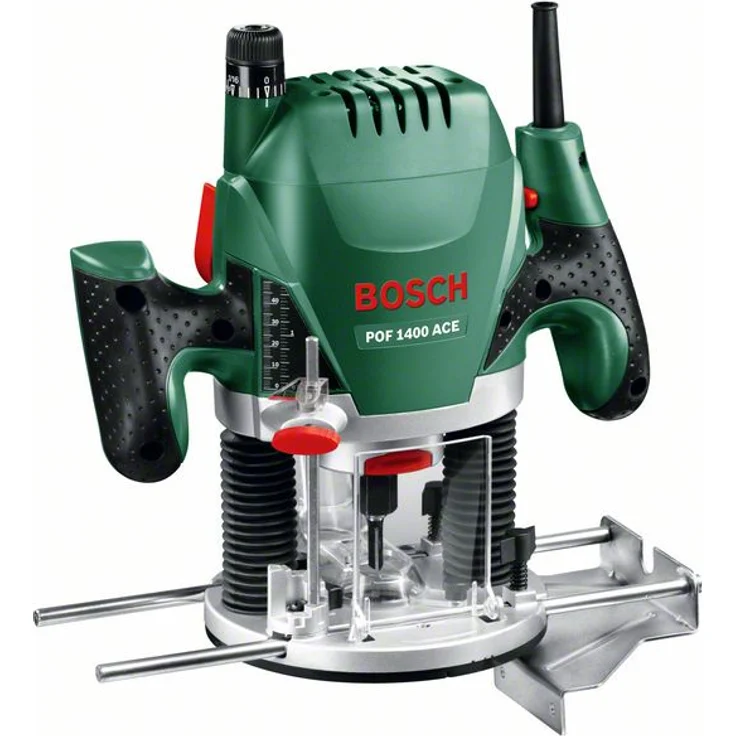 Bosch Oberfräse POF 1400 A (3 x Spannzange, Fräser, Parallelanschlag, Absaugadapter, Koffer (1400 W)) – Bild 1