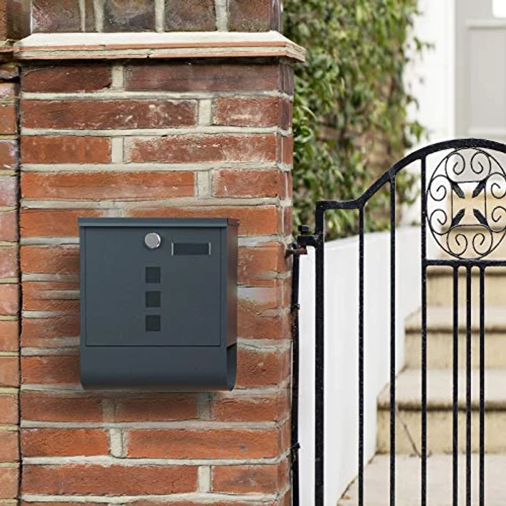 SONGMICS Briefkasten, 2er Set, Wandbriefkasten, Schloss mit Kupfer-Schließzylinder, drehbare Abdeckung, Zeitungsfach, Sichtfenster, Namensschildhalter, abschließbar, anthrazit GMB20AG02 - Preisvergleich – Bild 2