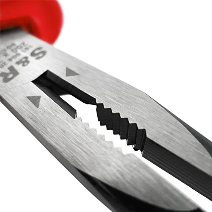 S&R VDE Flachrundzange 200 mm, gerade Spitzzange, 60 CrV Stahl, hitze- und induktionsgehärtet, HRC 66, mit 2K-Griff und Abrutschschutz – Bild 3