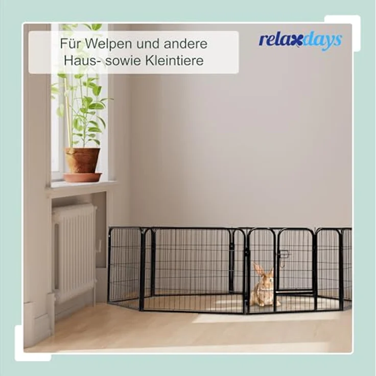 Relaxdays Welpenauslauf, Gehege für Welpen und kleinere Hunde, drinnen und draußen, individuell anpassbar – Bild 3