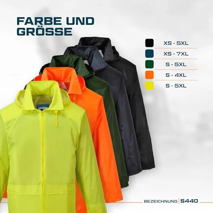 "Portwest Regenjacke Klassische Regenjacke S440, wasserdichtes Gewebe, verschiedene Farben" – Bild 3