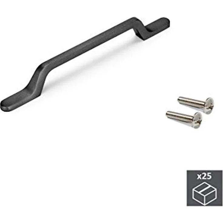 Emuca Möbelgriff, Aluminium, Dunkelgrau, Achsabstände 160mm, Länge 225mm, 25 Stück – Bild 2