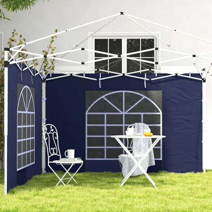 Outsunny Pavillonseitenteil, 2er Set Seitenwände mit Fenster und Tür, 295x195 cm, passend für 3x3m und 3x6m Pavillons, Oxford, Blau – Bild 8