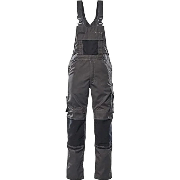 MASCOT Latzhose "Augsburg", ergonomische Passform mit höhenverstellbaren Knietaschen, Größe L82cm/C46, anthrazit/schwarz