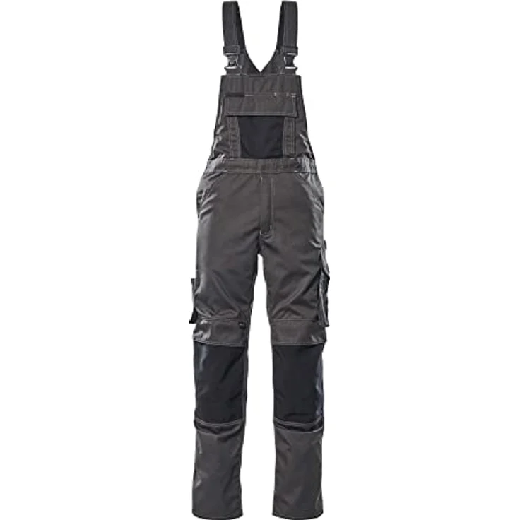 MASCOT Latzhose "Augsburg", ergonomische Passform mit höhenverstellbaren Knietaschen, Größe L82cm/C46, anthrazit/schwarz – Bild 1