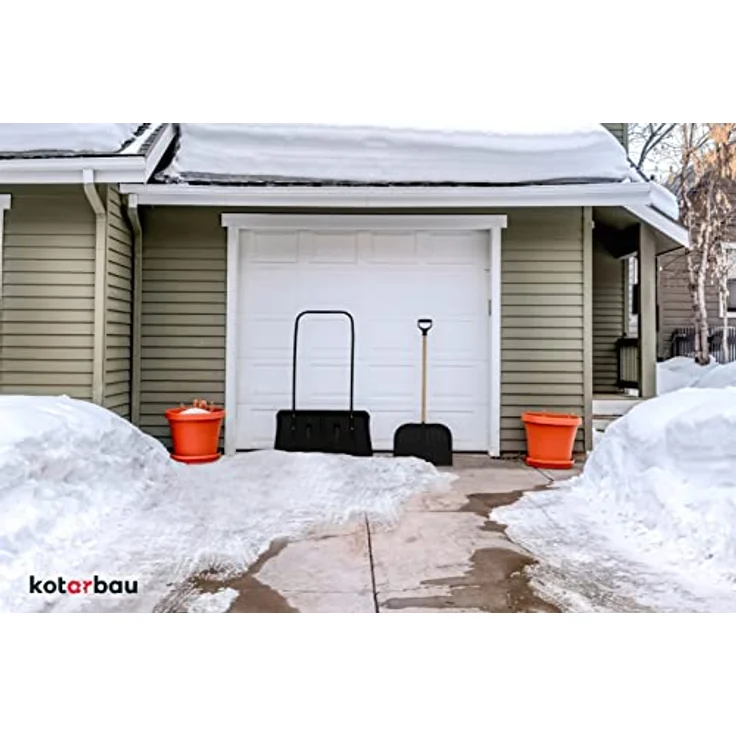KOTARBAU® Satz Schneeschieber 80cm mit Rädern + Schneeschaufel 48 cm, Schneewanne mit Alu-Profilkante, Schneeschippe mit Metallgriff, ECO Schneeräumer – Bild 2