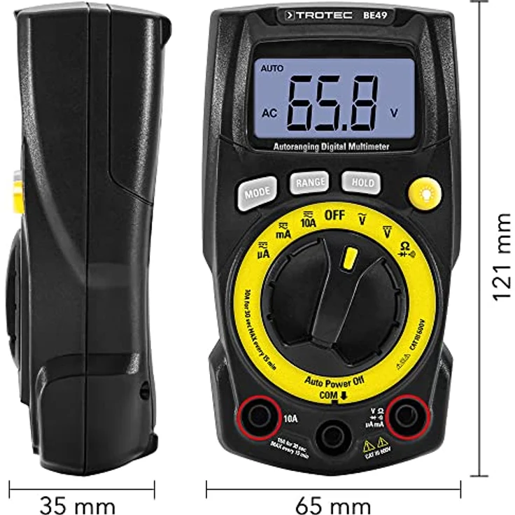 TROTEC Digital-Multimeter BE49 | Digitales Multifunktionsmessgerät, Handmessgerät, sieben Messfunktionen, ausklappbarer Standfuß – Bild 2