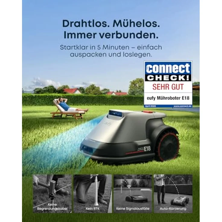 Eufy Mähroboter E18 mit TrueVision™, kameragestützter Navigation & kabelloser Kartierung – effizient & signalstabil – Bild 2