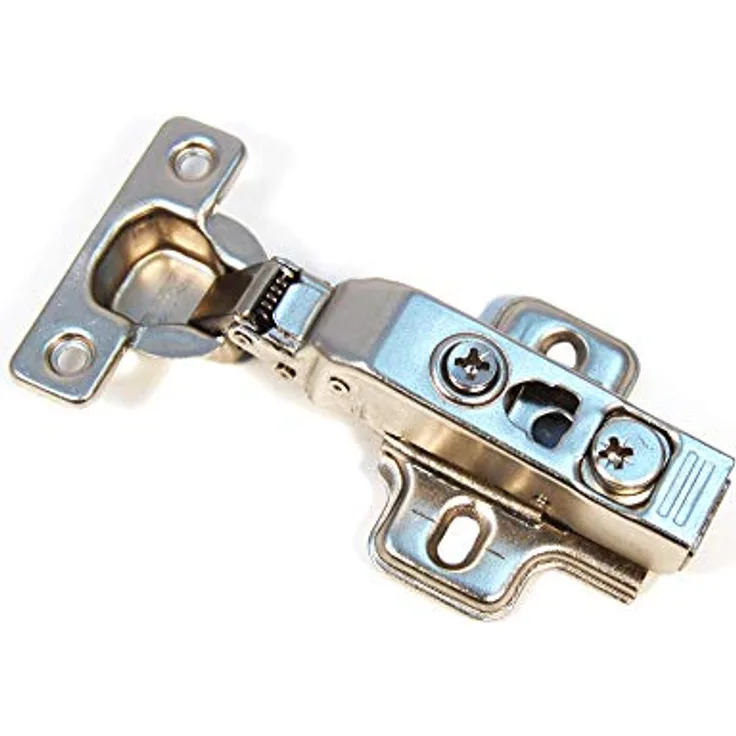 Emuca 4x Topfband Eckanschlag, hydraulisch Dämpfer Scharnier, Aufliegend, 26mm, mit Click System, Kreuzmontageplatte ohne Schrauben