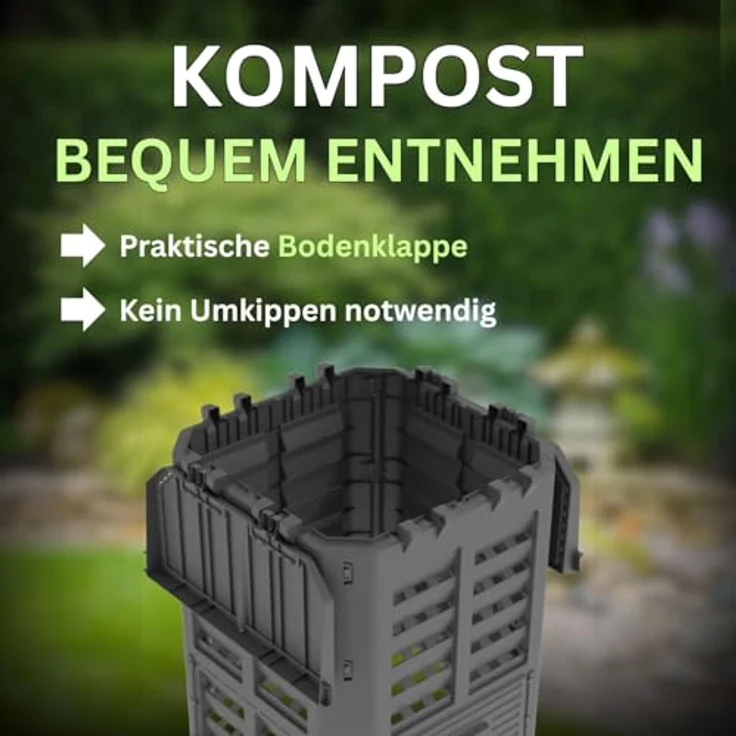 ViD Komposter 360 Liter Schwarz, stabiler Garten Schnellkomposter mit integriertem Belüftungssystem und einfachem Zugang – Bild 4