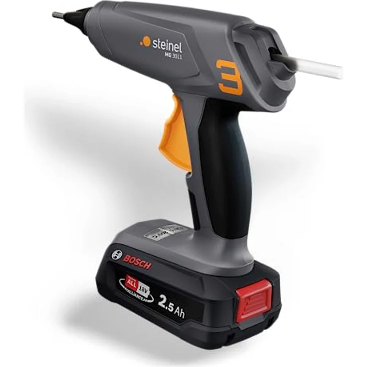 Steinel Akku Klebepistole MobileGlue 3011 Set, inkl. 2.5 Ah PFA Akku, kabellose ø11mm Heißklebepistole, 2 Temperaturstufen – Bild 1