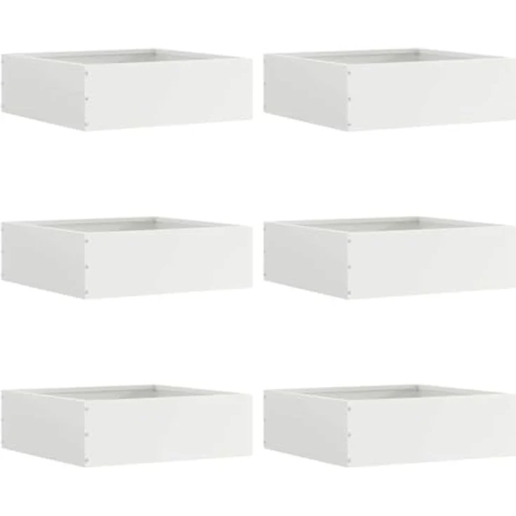 vidaXL Raseneinfassung 6 pcs Weiß, 40 x 40 x 13 cm, langlebige Stahl-Landschaftsdivider für Garten und Terrasse – Bild 1
