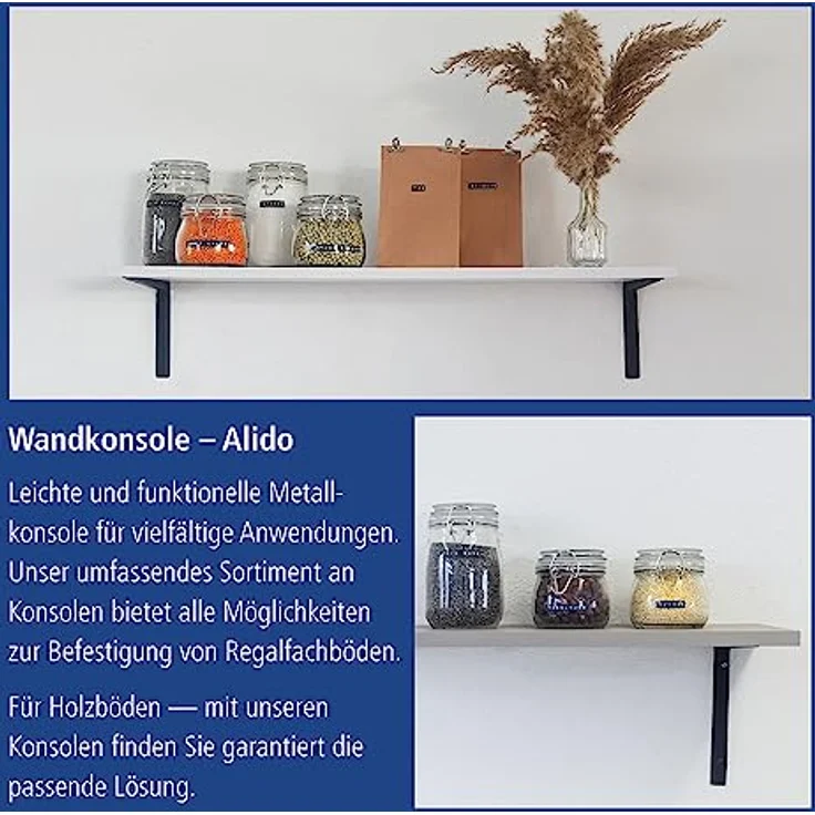 Element System 18133-00136 Regalkonsole Alido-Regalträger - 5 Größen - 3 Farben - 2 Stück-weißaluminium - 120 x 170 mm, 120x170 mm – Bild 5