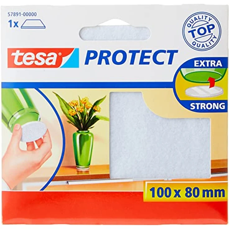 Tesa Protect Filzgleiter, rechteckig, 100mm:80mm, weiß, 1 Stück – Bild 1