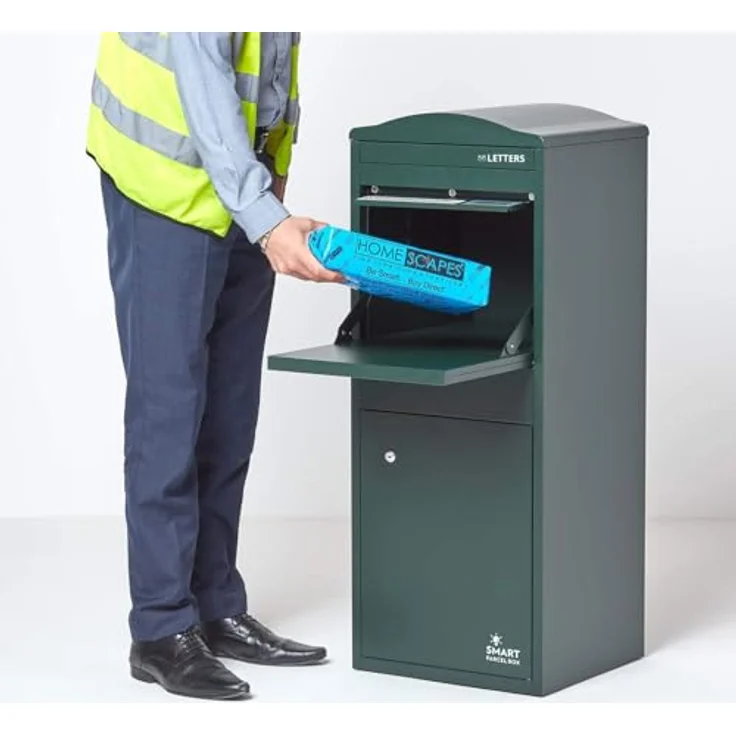 Smart Parcel Box XXL grün mit Bogendach 41.5 x 38.5 x 104 cm, Paketbriefkasten zur Wand- oder Bodenmontage, Paketbox für Zuhause & Unternehmen, Briefkasten für Pakete & Briefe – Bild 2