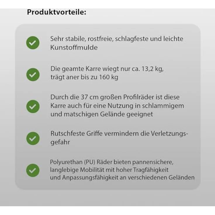 TRUTZHOLM Schubkarre 2 Rad Schubkarre Zweirad Karre Schiebkarre Gartenkarre 100l 160kg mit PU-Räder auf Stahlfelge – Bild 7