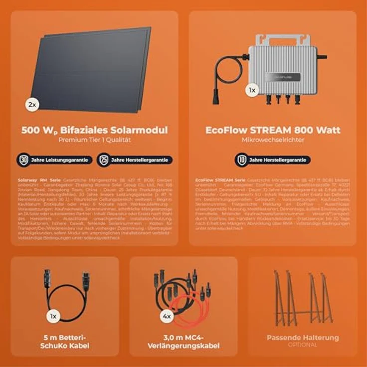 Solarway Balkonkraftwerk 840W / 800W Solaranlage Steckerfertig WIFI Komplettset Photovoltaik Anlage 600/800W – Bild 7