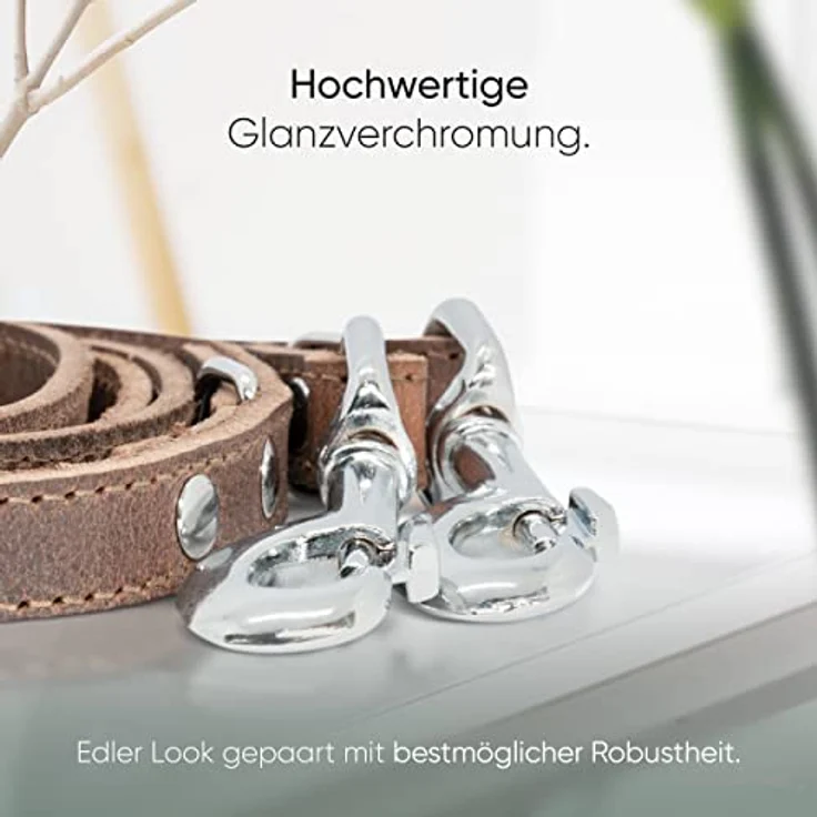 FREUDENTIER® Hundeleine aus zertifiziertem Leder 2m, 3-Fach verstellbare Führleine, liebevoll in Holland produziert, hochwertig und stilvoll (Dark Chocolate, 16mm breit) – Bild 5