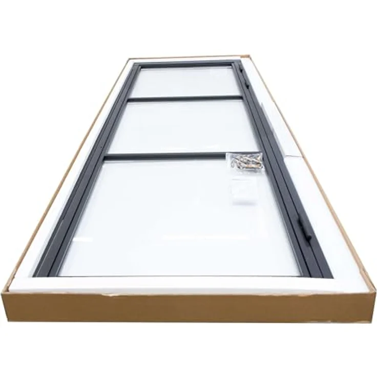 inova Glastür satiniert Komplettset 834x1972mm DIN links, schwarze Griffstange, Pulverbeschichtung, Sicherheitsglas, inklusive Beschlag und Zarge – Bild 5