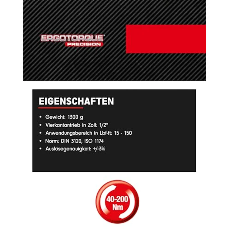 KS Tools 516.6542 Aktion 1-2'' ERGOTORQUEprecision Ratschen-Drehmomentschlüssel, 20-200Nm, rot – Bild 3
