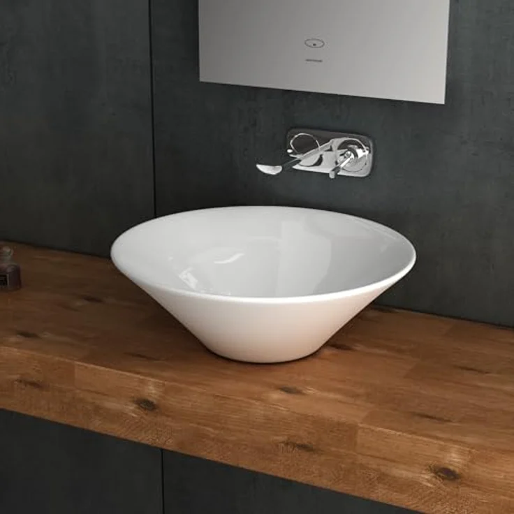 Alpenberger Aufsatzwaschbecken Waschschale Oval - Mini Waschbecken (1-tlg., Aufsatzbecken), pflegeleicht & hygienische Waschschüssel mit Nano Beschichtung, weiß – Bild 3