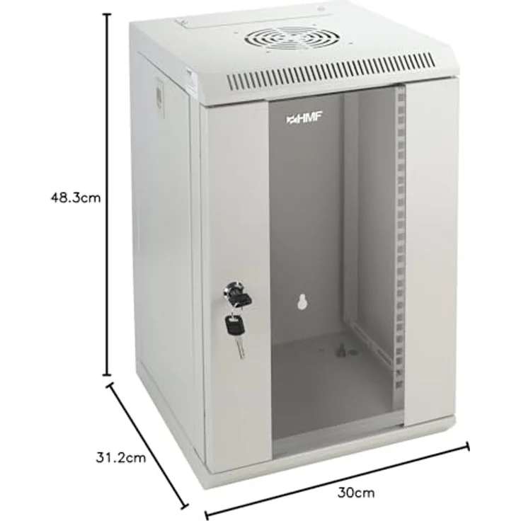 HMF 63309-07 Serverschrank 10 Zoll, 9 HE, Netzwerkschrank, 31,2 x 30 x 48,3 cm, lichtgrau – Bild 12