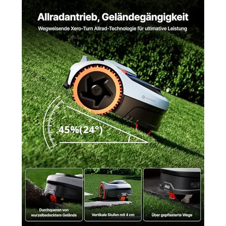 NAVIMOW i208 AWD Mähroboter, Allradantrieb, ohne Begrenzungskabel, Garage S, für Steigungen bis 45%, Empf. 800 m², EFLS NRTK + Vision – Bild 3