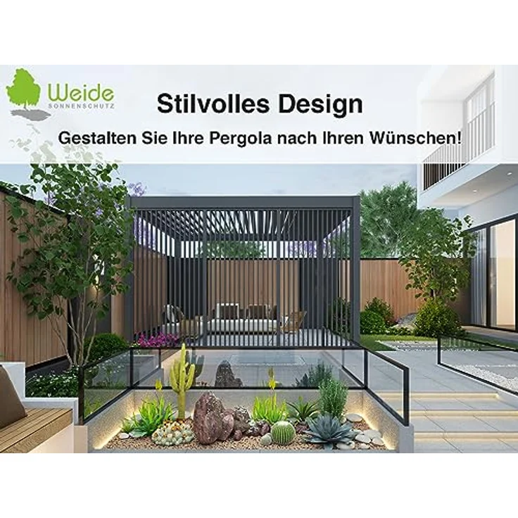 Weide Vertikale Lamellenwand für Pergola aus Aluminium, 93 cm, Farbton Graphitgrau, optimaler Sichtschutz und Luftzirkulation – Bild 2