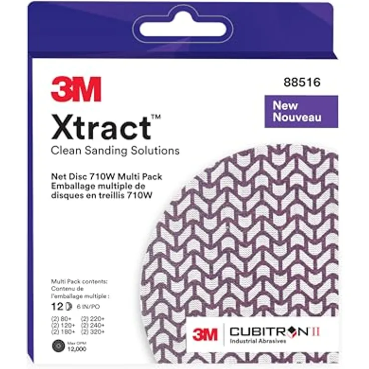 3M Xtract Cubitron II Gitternetz Schleifscheibe 710W, 152 mm x NH, Multi-pk mit 12 Stück, 80+ bis 320+, kletthaftend, geringe Staubentwicklung, lange Lebensdauer