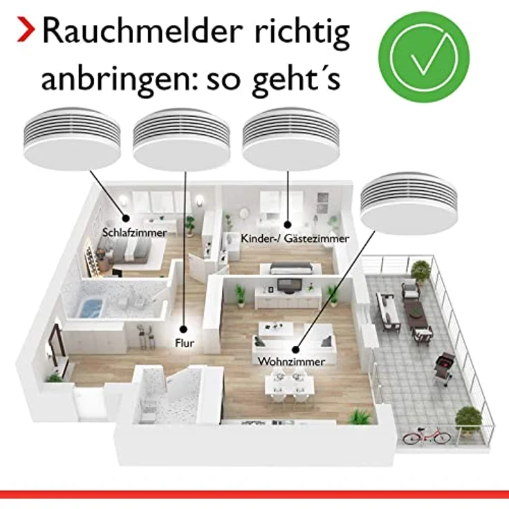 Pyrexx XSD100 Rauchwarnmelder - 1 Stück - 12 Jahre Batterie mit Magnet-Halterung ohne Bohren und LED-Blinken, Zertifiziert nach Q-Label, Weiß – Bild 4