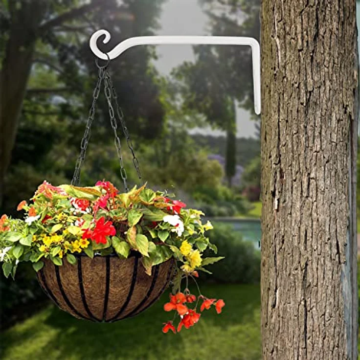 LOOGI Pflanzenhalterung, 25cm Blumenampelhalter aus Eisen, rostsicher, 2 Stück, Weiß – Bild 3