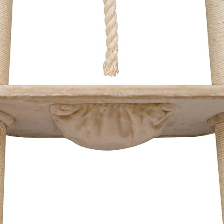 Happypet Kratzbaum Verbindungs-Set mit Liegemulde und Spielseil, bestehend aus zwei Platten aus Multiplex-Hartholz, beidseitig mit Plüsch bezogen, ideal zur Erweiterung von Kratzbäumen – Bild 4