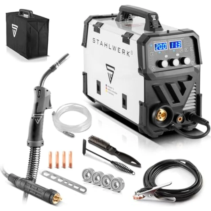 STAHLWERK Schweißgerät MIG MAG 200 Spot Puls Pro, Vollsynergischer IGBT Inverter, 5 in 1 Kombigerät mit Spotfunktion und 200 Ampere, Alu | Fülldraht | MIG MAG | ARC MMA | Lift TIG | Puls – Bild 1