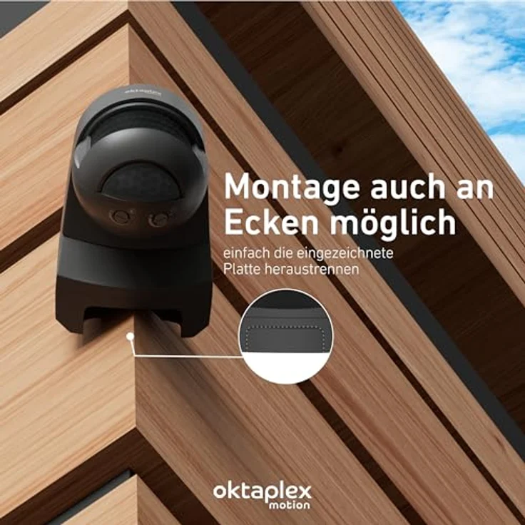 Oktaplex motion Lea Bewegungsmelder, Außen IP54, Infrarot Sensor 180° 12 m, 230V LED geeignet, anthrazit, Wand-/Deckenmontage – Bild 5