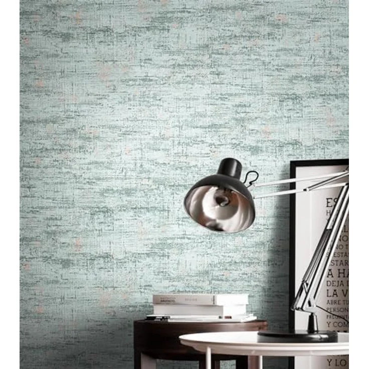 Newroom Newroom Tapete Grün Vlies Betonoptik, Industrial Used Look mit Metallic Glanz, 10,05 m x 0,53 m für Wohnzimmer Schlafzimmer – Bild 5