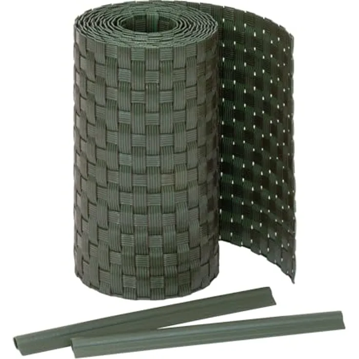 Jardinion Sichtschutzstreifen 250 x 19cm, blickdichter Polyrattan Sichtschutz in Grün, UV-beständig und witterungsresistent