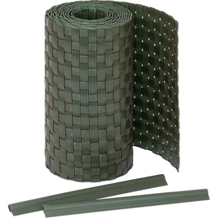 Jardinion Sichtschutzstreifen 250 x 19cm, blickdichter Polyrattan Sichtschutz in Grün, UV-beständig und witterungsresistent – Bild 1