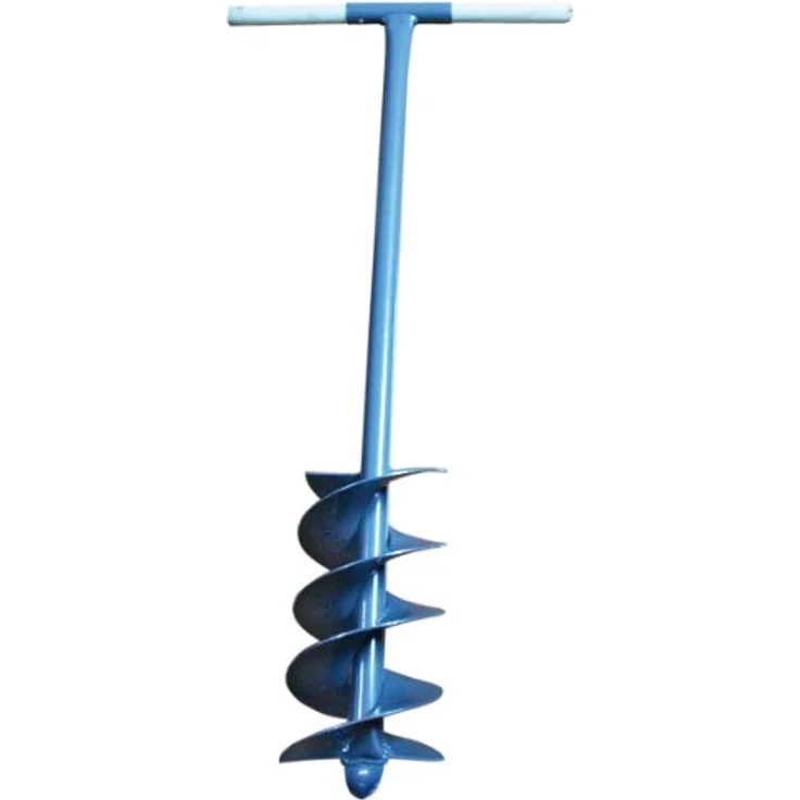 Berger & Schröter Hand-Erdbohrer 50054, 15 cm mit Zentrierspitze und Holz-T-Griff, grau