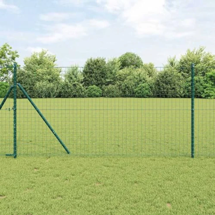 vidaXL Zaunpfosten Set, 13 Stück, grün, Ø32 mm, 150 cm, verzinkter Stahl, wetterbeständig, ideal für Außenbereiche – Bild 2