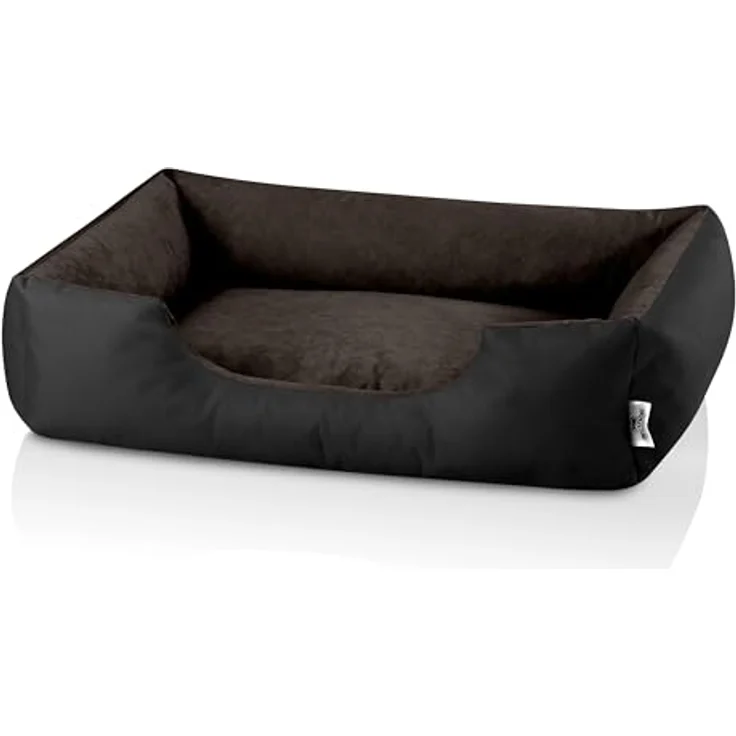 BedDog Hundebett LUPI, Hundekissen mit abziehbarem waschbarem Bezug, Hundekorb, Hundesofa für mittel-große Hunde, XL, schwarz-braun – Bild 2