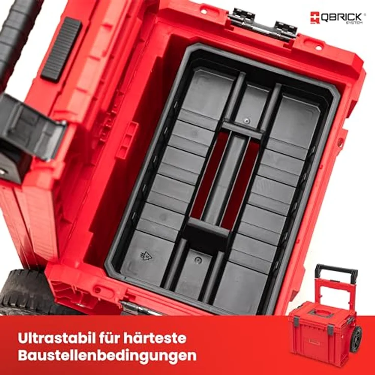 QBRICK System Werkzeugkoffer Qbrick System PRO Cart 2.0 Plus RED ULTRA HD stapelbar 490 x 415 x 660, Werkzeugkoffer mit hoher Tragkraft und stapelbarem Design – Bild 4