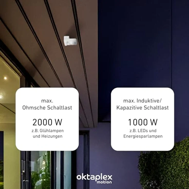 Oktaplex motion 360 Grad Bewegungsmelder, Außenbewegungsmelder mit Dämmerungssensor, 9 m Reichweite, IP65, mit Fernbedienung, schwenkbar, weiß (2er Set) – Bild 5