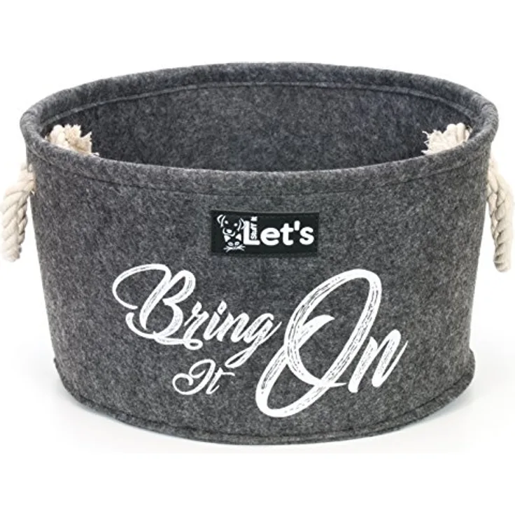 Let's stuff it Dog Basket - Aufbewahrungskorb für Hundespielzeug - Korb - Polyester - Hundespielzeug - Anthrazit- 20cm