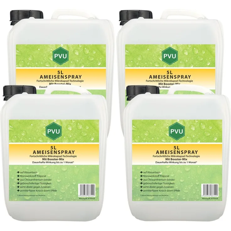 PVU Insektenspray Ameisen Bekämpfung, 20 l Booster Mix mit Mikrokapsel-Technologie und sofortigem Knock-down Effekt
