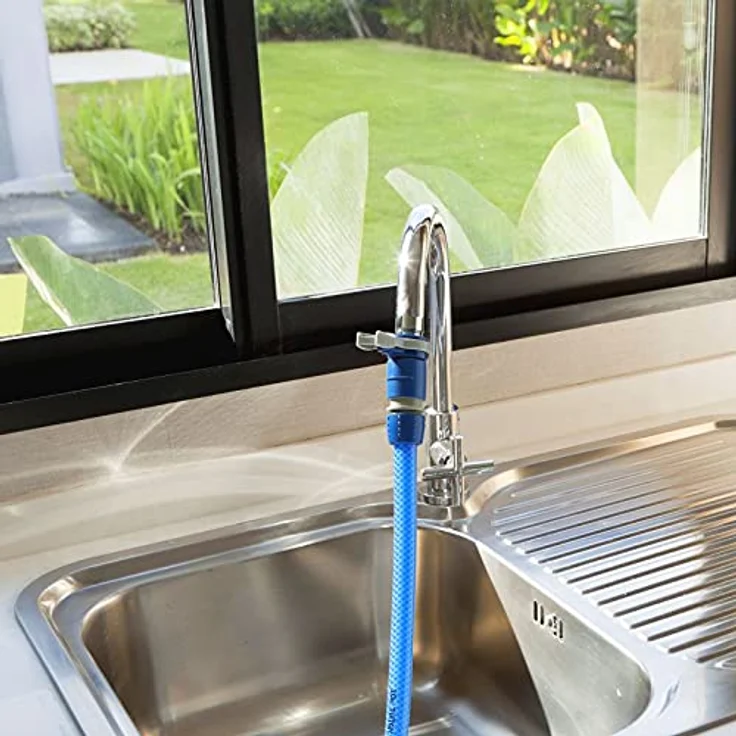 TATAY Hahnverbinder für Indoor-wasserhähne Top Line, Außengewinde 24mm, Innengewinde 22mm, Universalstecker, Sonnenschutz, Einfache Installation, Blau. 0002301 – Bild 2