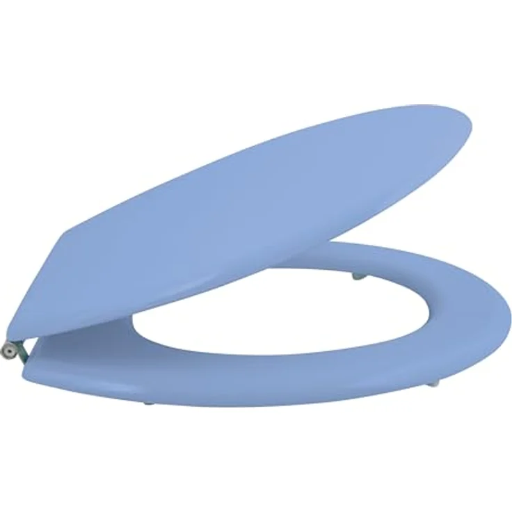 MSV WC-Sitz Cleo, MDF mit rostfreien Scharnieren, hellblau, 45 cm x 37 cm x 5,6 cm – Bild 3
