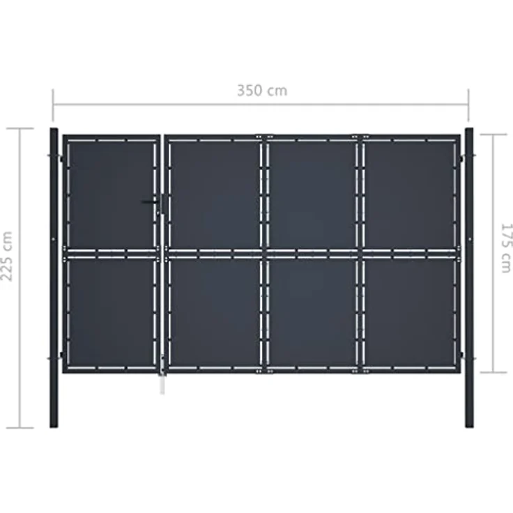 vidaXL Gartentor Stahl 350 x 175 cm anthrazit – Bild 6